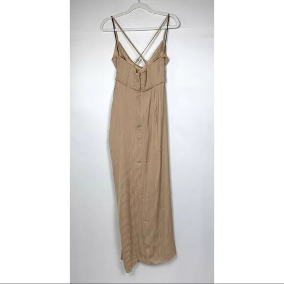 NWT NBD Davis Gown Sleeveless Slit Cowl Neck Maxi Dress Nude Small - Picture 7 of 12